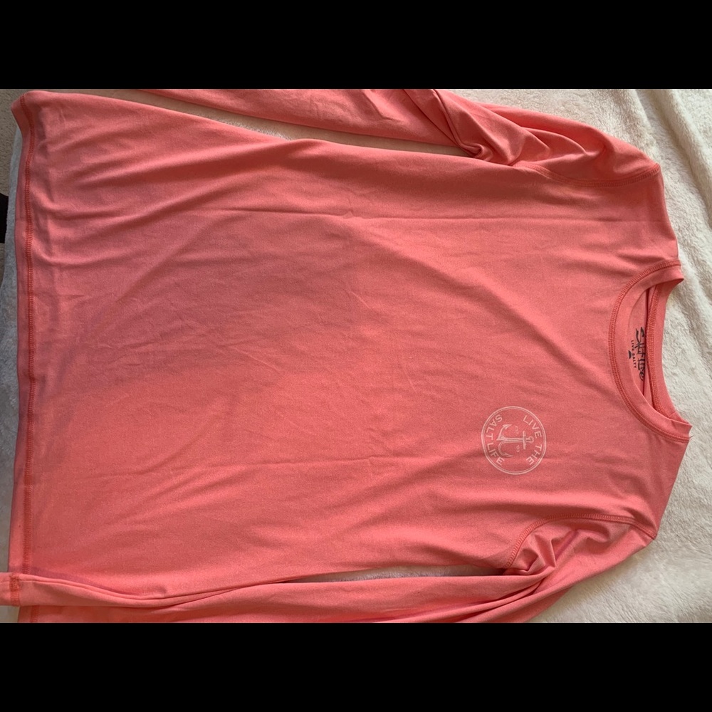 salt life long sleeve pink shirt